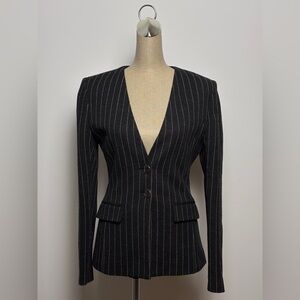 PINKO Black and White Striped Blazer